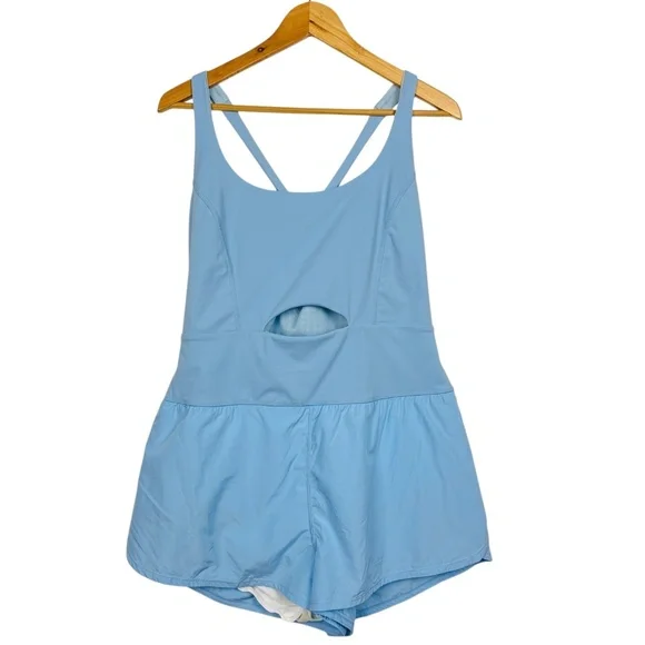 Free People Movement Righteous Runsie Pull On Athleisue Gym Workout Romper Blue - Picture 6 of 16